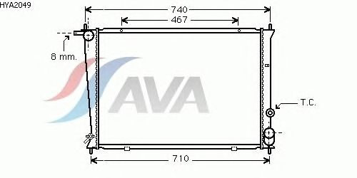Радиатор, охлаждение двигателя AVA QUALITY COOLING HYA2049