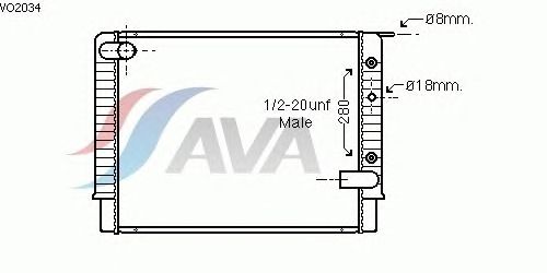 Радиатор, охлаждение двигателя AVA QUALITY COOLING VO2034