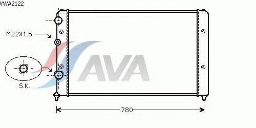 Радиатор, охлаждение двигателя AVA QUALITY COOLING VWA2122