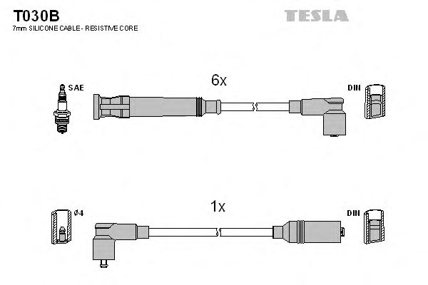 Комплект высоковольтных проводов TESLA T030B