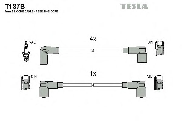 Комплект высоковольтных проводов TESLA T187B