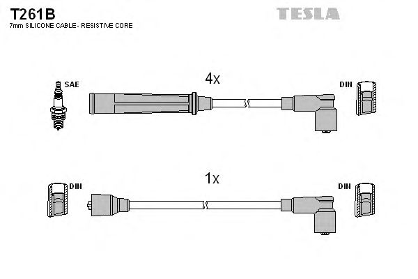 Комплект высоковольтных проводов TESLA T261B