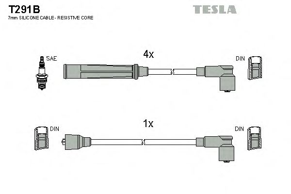 Комплект высоковольтных проводов TESLA T291B