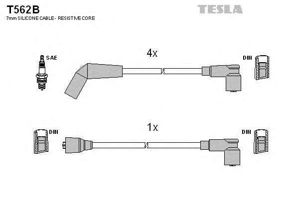 Комплект высоковольтных проводов TESLA T562B