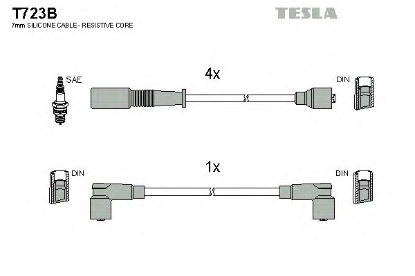 Комплект высоковольтных проводов TESLA T723B