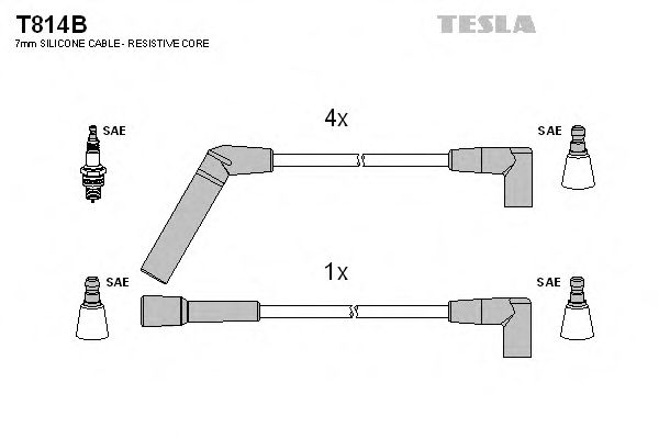 Комплект високовольтних проводів TESLA T814B