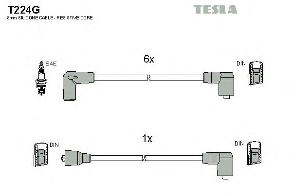 Комплект високовольтних проводів TESLA T224G