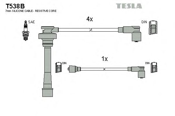 Комплект высоковольтных проводов TESLA T538B