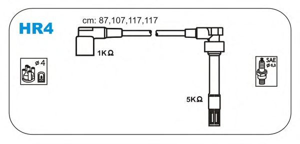 Комплект високовольтних проводів JANMOR HR4