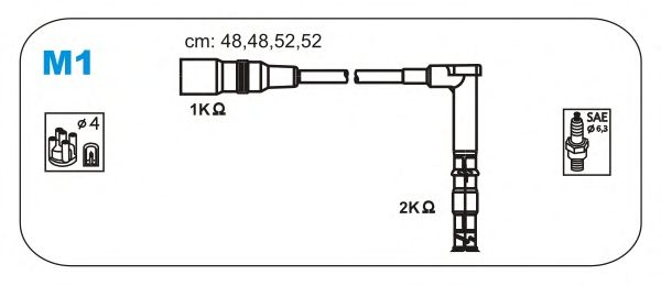 Комплект високовольтних проводів JANMOR M1