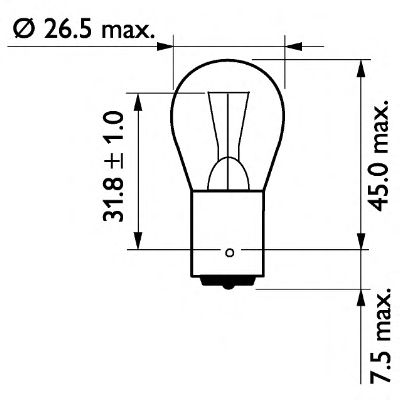 Лампа накаливания PHILIPS 13498B2 (фонарь указателя поворота, фонарь сигнала торможения, задняя противотуманная фара, фара заднего хода, задний габаритный огонь, дополнительный фонарь сигнала торможения)