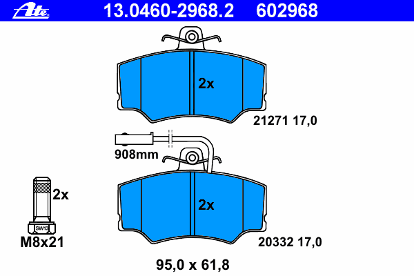 Тормозные колодки ATE 13.0460-2968.2