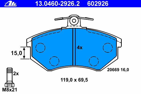 Тормозные колодки ATE 13.0460-2926.2