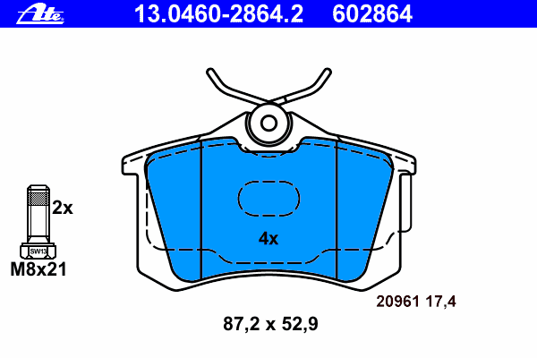 Тормозные колодки ATE 13.0460-2864.2