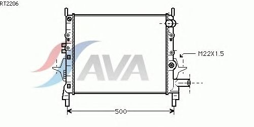 Радиатор, охлаждение двигателя AVA QUALITY COOLING RT2206