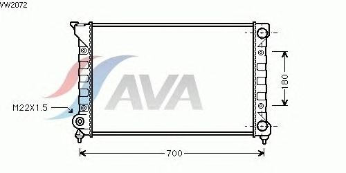 Радиатор, охлаждение двигателя AVA QUALITY COOLING VW2072