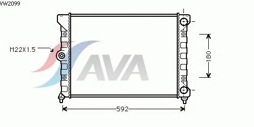 Радиатор, охлаждение двигателя AVA QUALITY COOLING VW2099