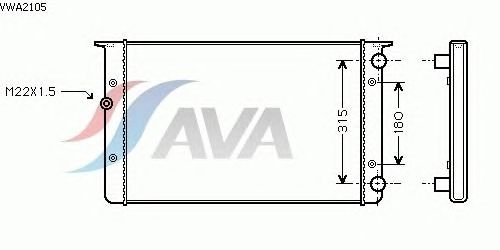 Радиатор, охлаждение двигателя AVA QUALITY COOLING VWA2105