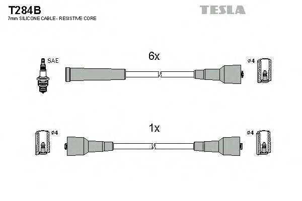 Комплект высоковольтных проводов TESLA T284B