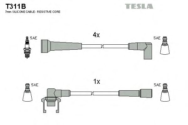 Комплект високовольтних проводів TESLA T311B