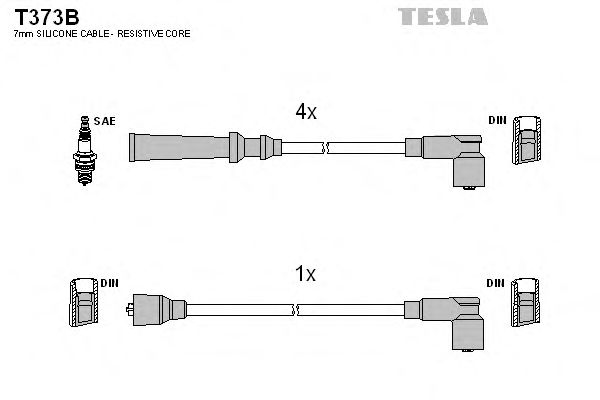 Комплект высоковольтных проводов TESLA T373B