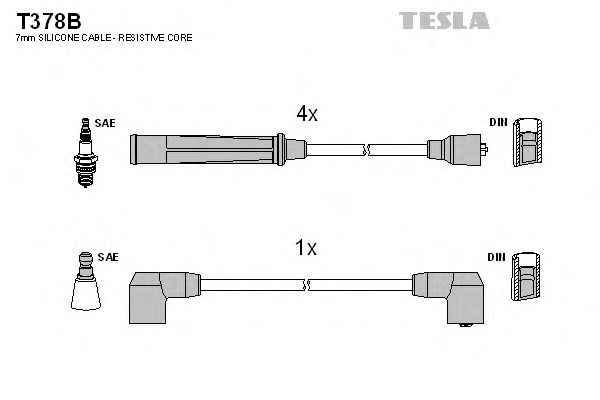 Комплект высоковольтных проводов TESLA T378B