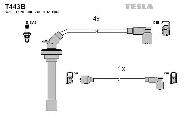 Комплект высоковольтных проводов TESLA T443B