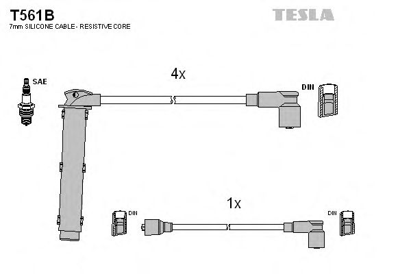 Комплект высоковольтных проводов TESLA T561B