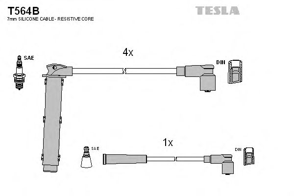 Комплект високовольтних проводів TESLA T564B