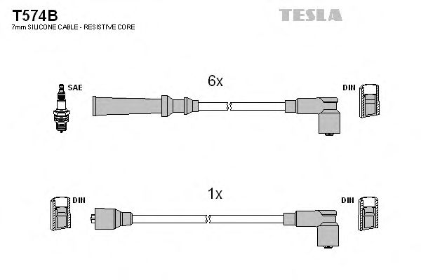 Комплект высоковольтных проводов TESLA T574B