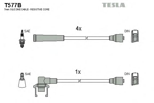 Комплект высоковольтных проводов TESLA T577B