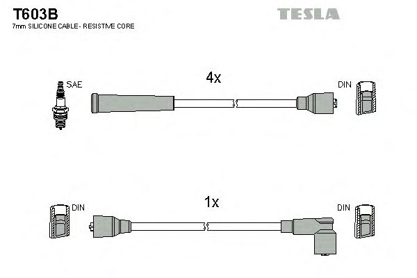 Комплект высоковольтных проводов TESLA T603B