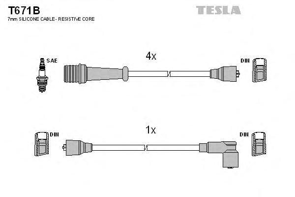 Комплект високовольтних проводів TESLA T671B