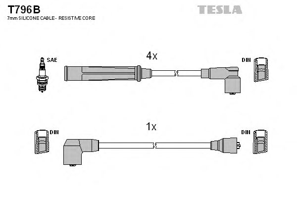 Комплект высоковольтных проводов TESLA T796B