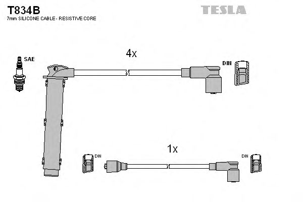 Комплект високовольтних проводів TESLA T834B