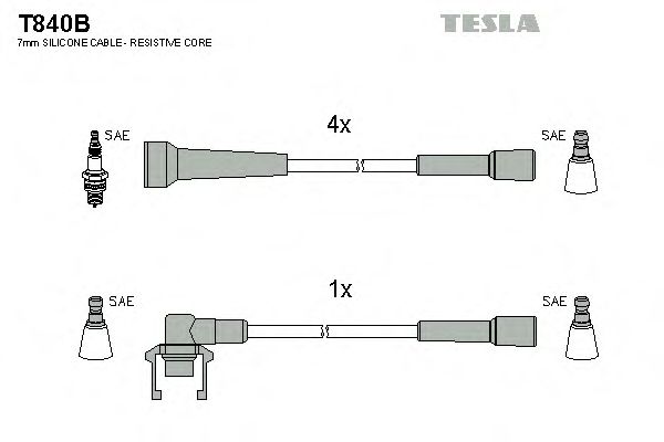 Комплект высоковольтных проводов TESLA T840B