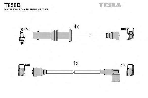 Комплект высоковольтных проводов TESLA T850B