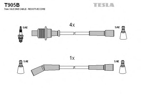 Комплект высоковольтных проводов TESLA T905B
