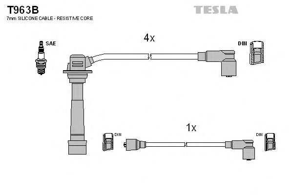 Комплект високовольтних проводів TESLA T963B