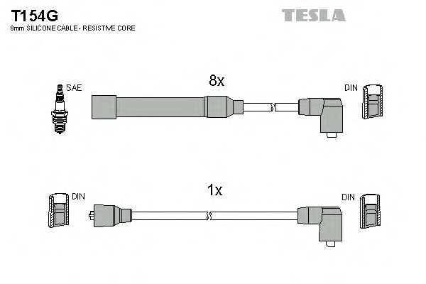Комплект высоковольтных проводов TESLA T154G