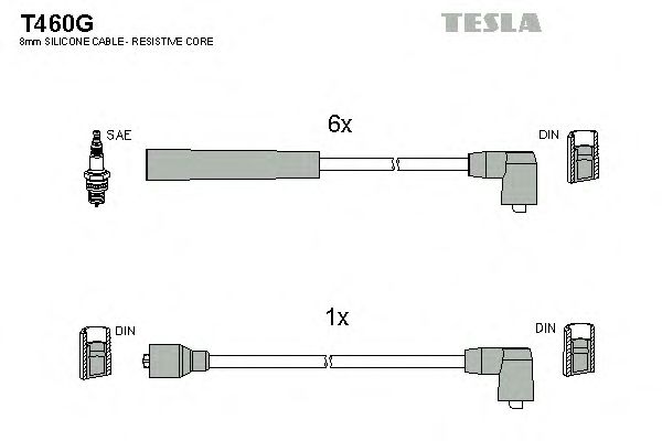 Комплект високовольтних проводів TESLA T460G