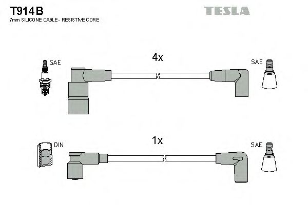 Комплект высоковольтных проводов TESLA T914B