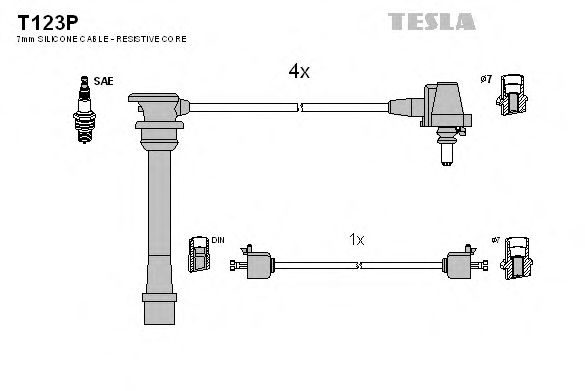 Комплект высоковольтных проводов TESLA T123P