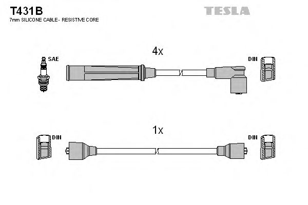 Комплект високовольтних проводів TESLA T431B
