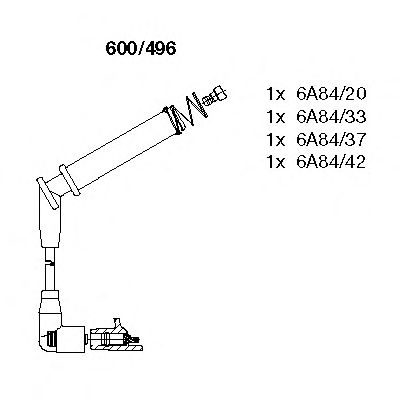Комплект высоковольтных проводов BREMI 600/496