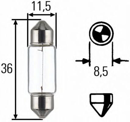 Лампа накаливания HELLA 8GM 002 092-121 (фонарь освещения номерного знака, фара заднего хода, задний габаритный огонь, внутреннее освещение, стояночный / габаритный огонь)