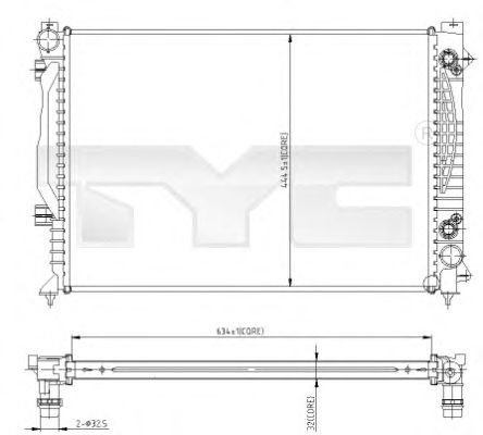 Радиатор, охлаждение двигателя TYC 702-0003