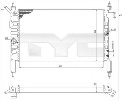 Радиатор, охлаждение двигателя TYC 725-0018