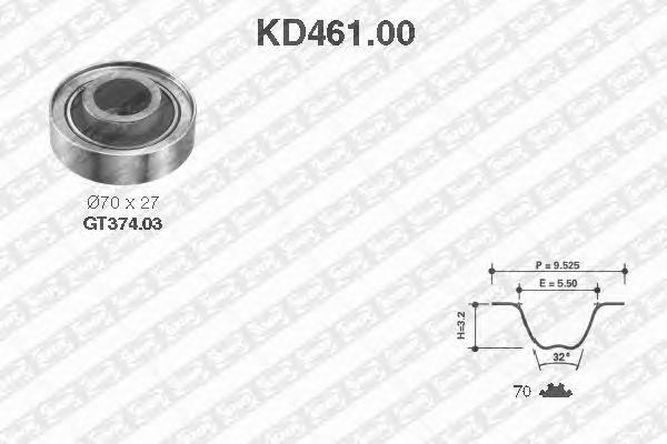 Комплект ремня ГРМ SNR KD461.00