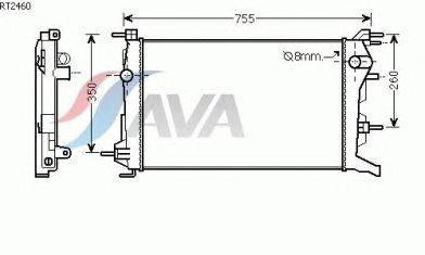 Радиатор, охлаждение двигателя AVA QUALITY COOLING RT2460